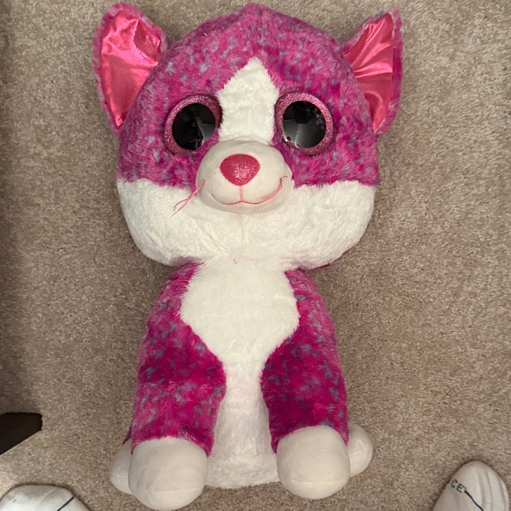 Pink and White Plush Cat Ty Toy